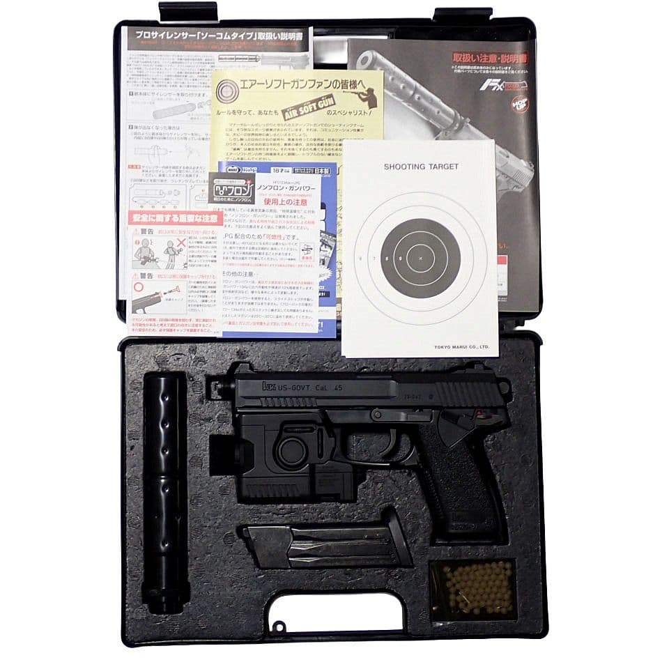 極美品 東京マルイ ソーコム Mk23 固定スライドガン サプレッサー/ライト付
