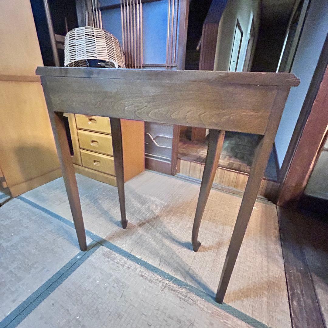 半月 コンソールテーブル 木製 アンティーク調 サイドテーブル 引き出し付き