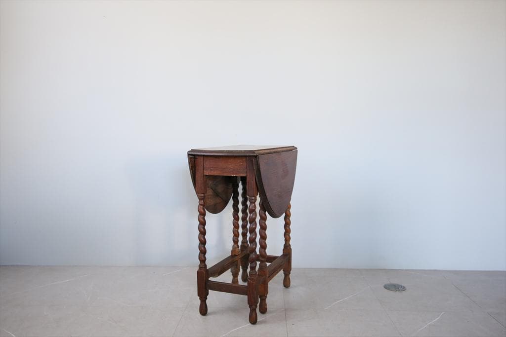 英国アンティーク木製ゲートレッグテーブル/ダイニング机バタフライ(91-120)