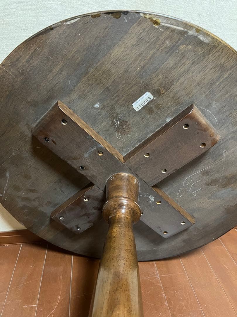 【アンティーク】木製丸型カフェテーブル　サイドテーブル