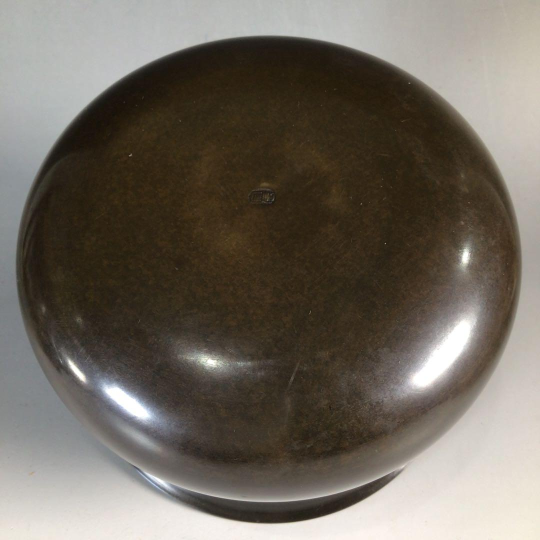 Ｎ５７１　皆具　『一ノ瀬宗辰造』『砂張銅渦巻紋』『水指　建水　蓋置　杓立』　共箱