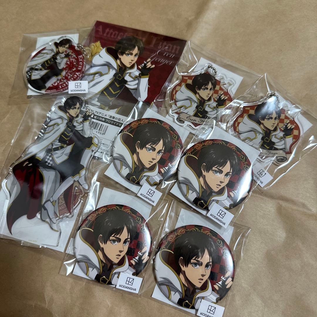 まるくじ　エレン　進撃の巨人　アクスタ　缶バッジ　アクキー