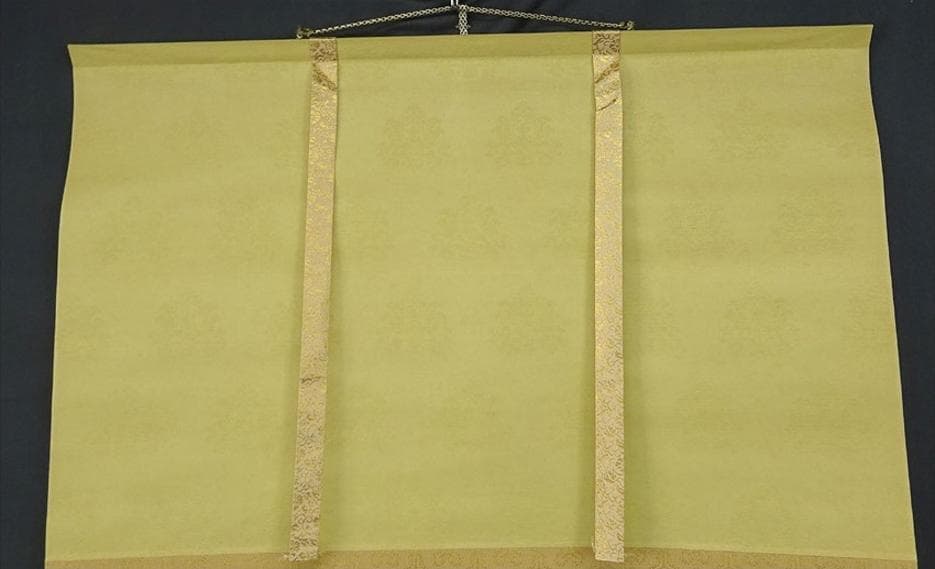 掛軸 翆雪『水墨山水』横書き 絹本 肉筆 共箱 掛け軸 g060220