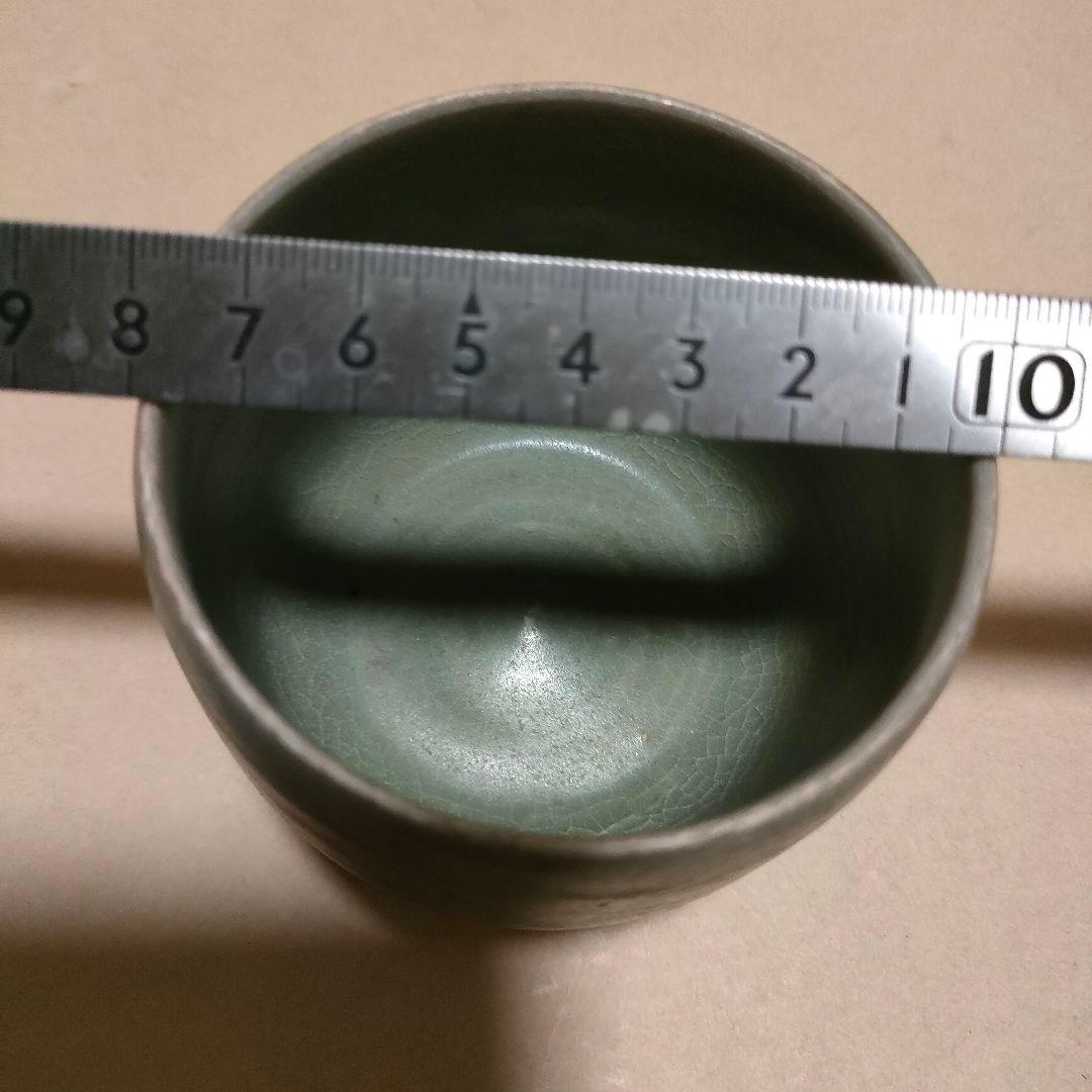 高麗青磁　湯呑　白黒象嵌　李朝　朝鮮美術　時代物骨董アンティーク