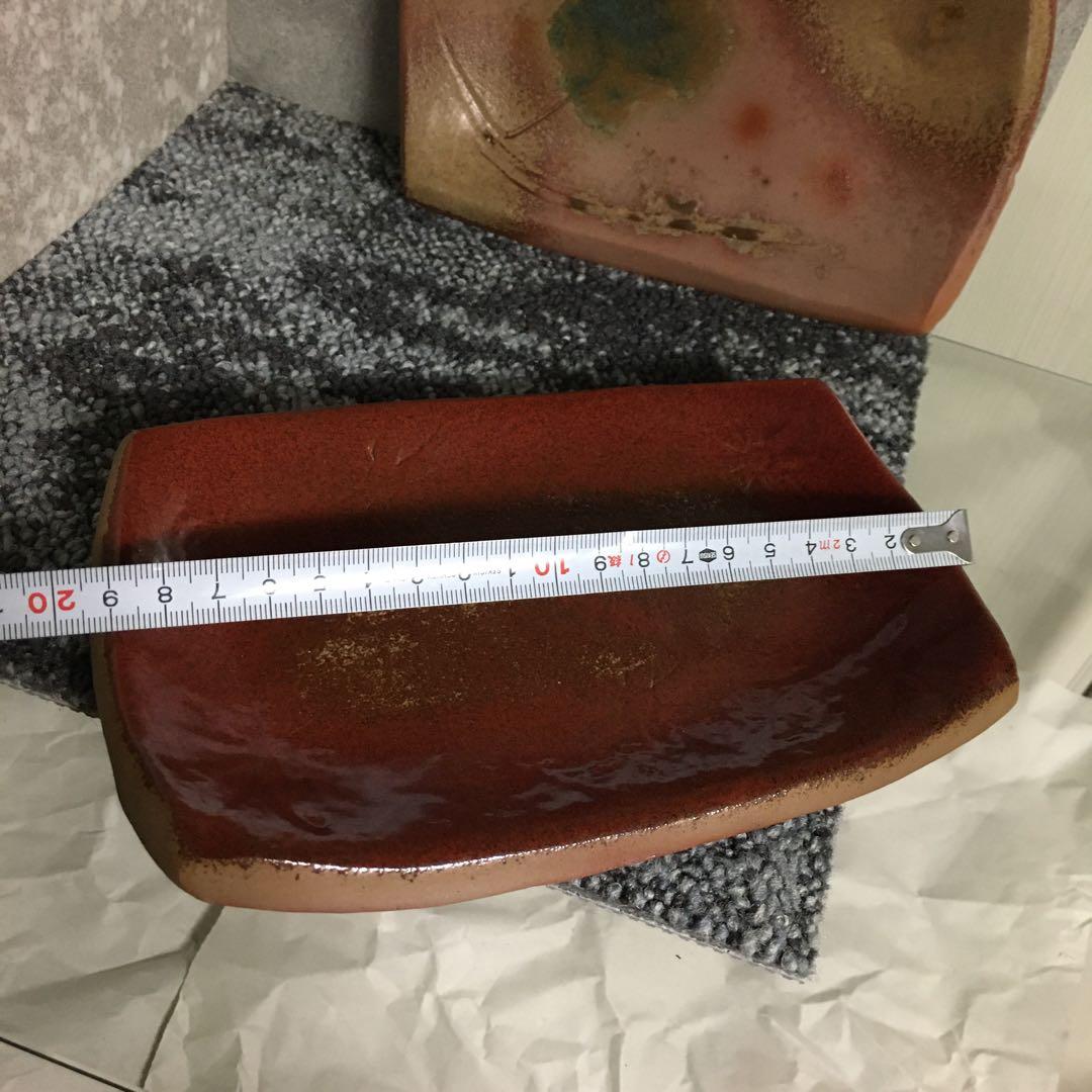 備前焼　緋襷　絵皿　角皿　長方皿　四方皿　大１枚　小２枚　セット