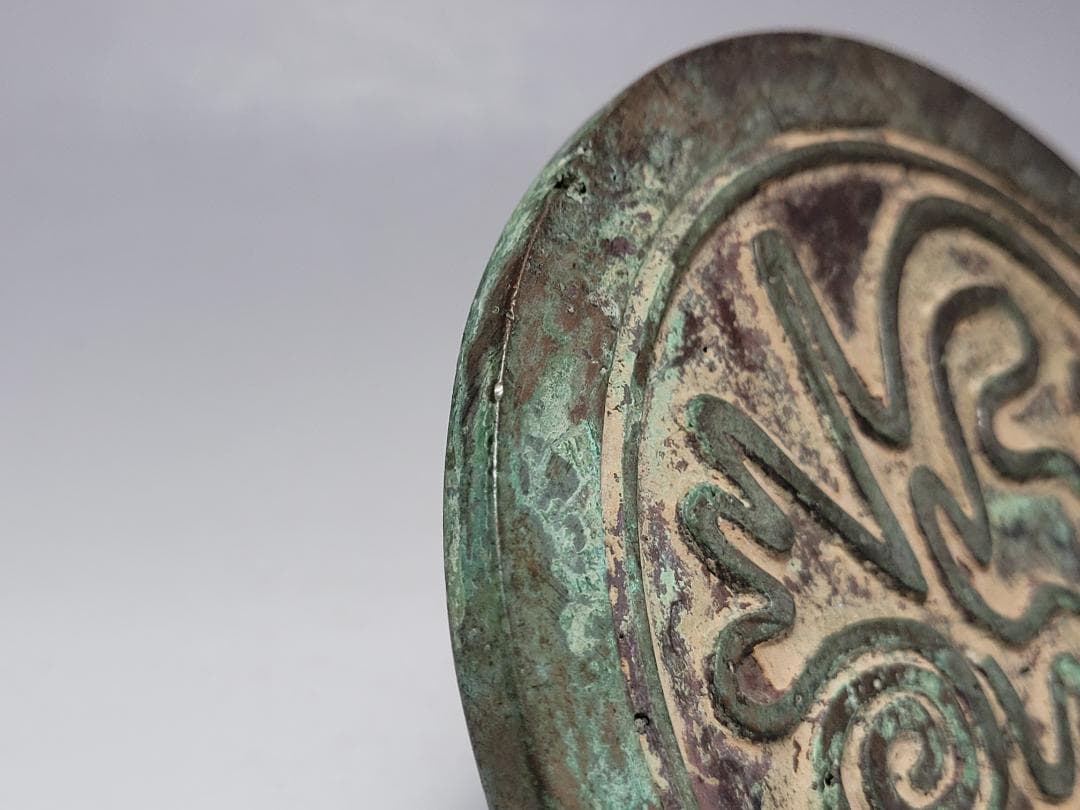 銅製 銅柱鈕「圓光真印」銘 印章 時代唐物 幅約12.7cm