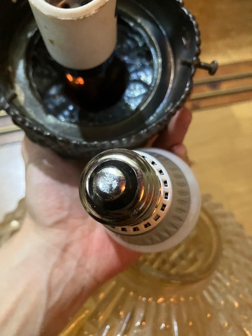 ビンテージ　アンバーランプ　ガラス　ランプシェード　照明　ペンダント