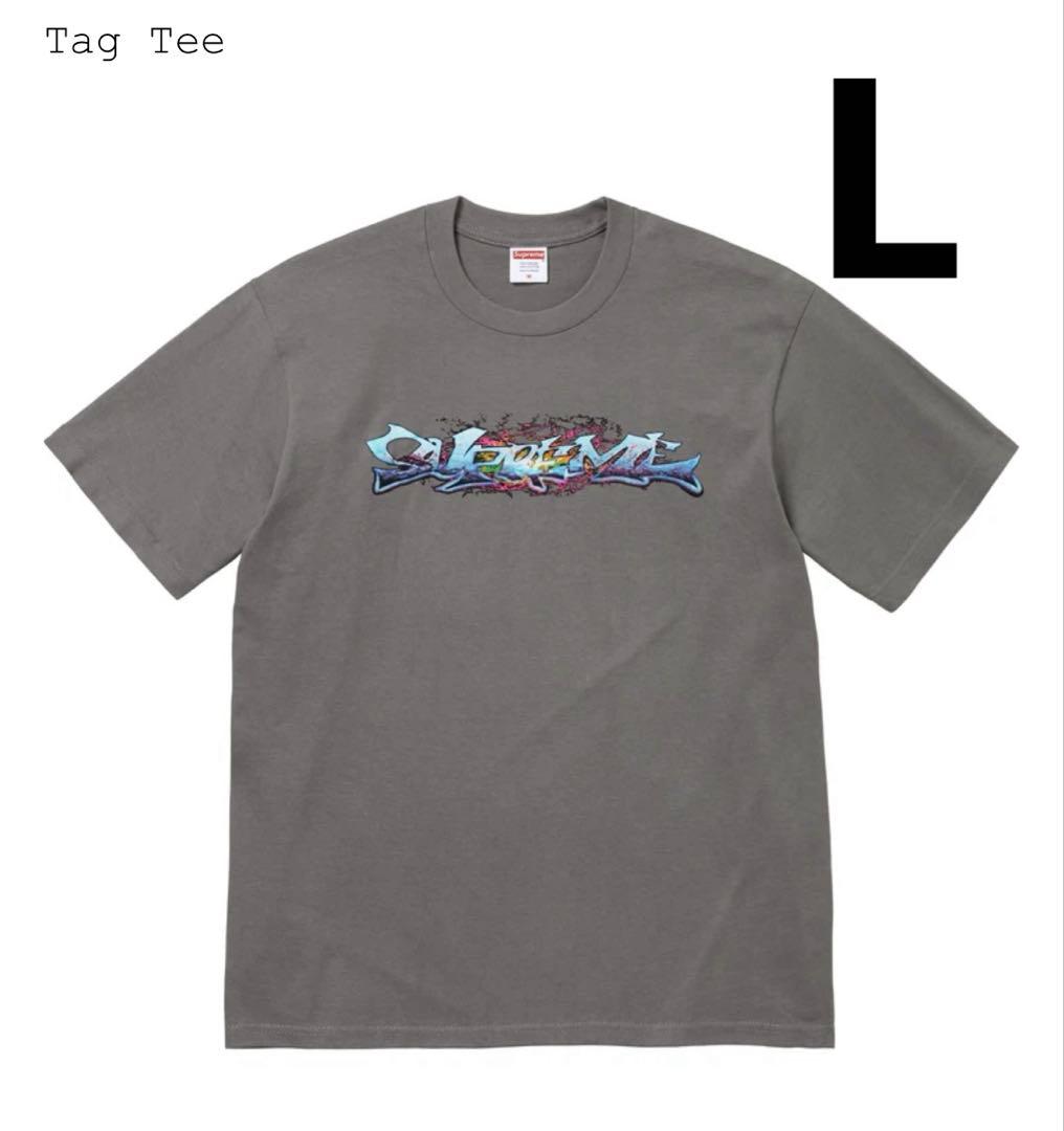 新品 Supreme Tag tee Charcoal L タグ チャコール