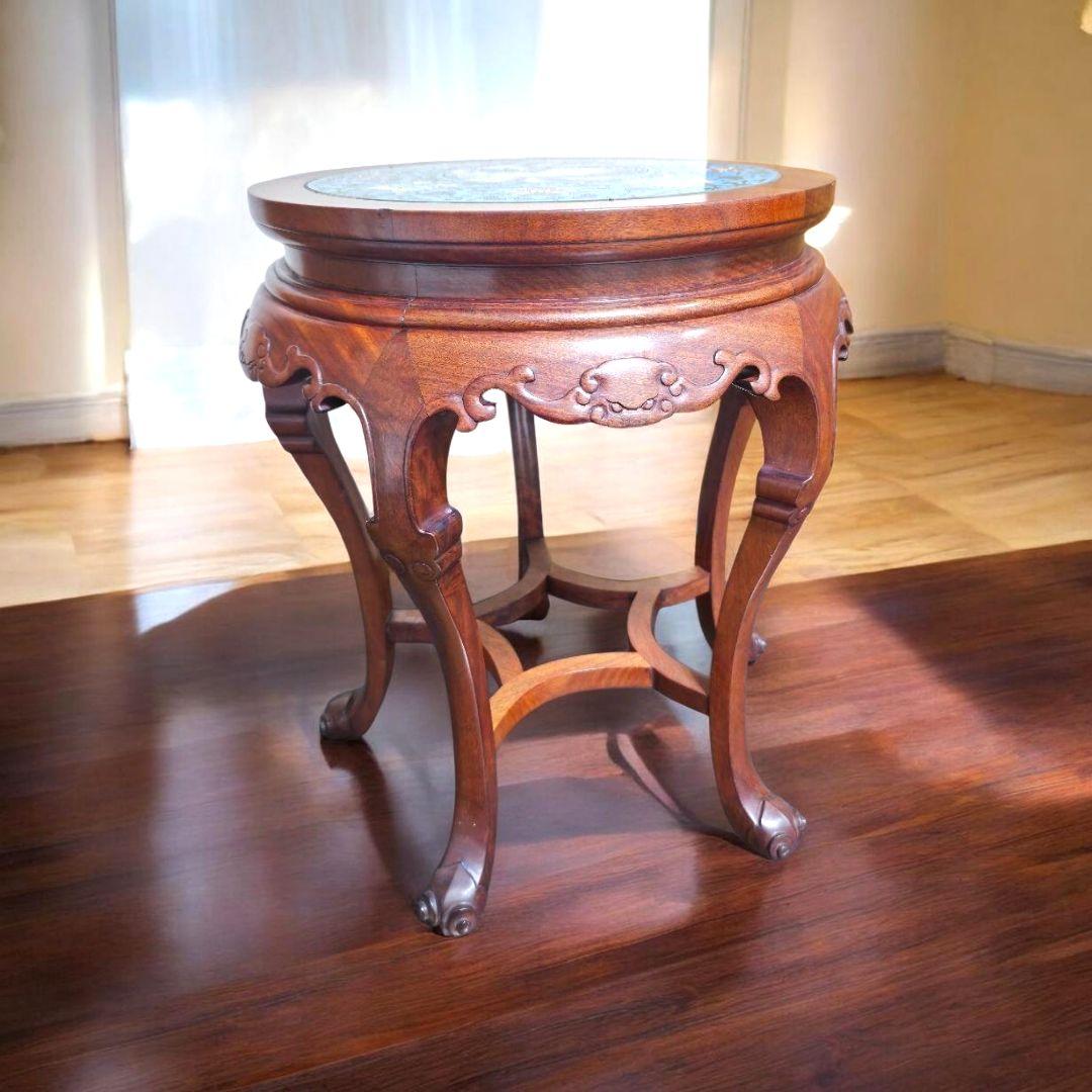 【188】景泰蘭　七宝天板　サイドテーブル　花台飾り台置台装飾時代 唐物中国美術