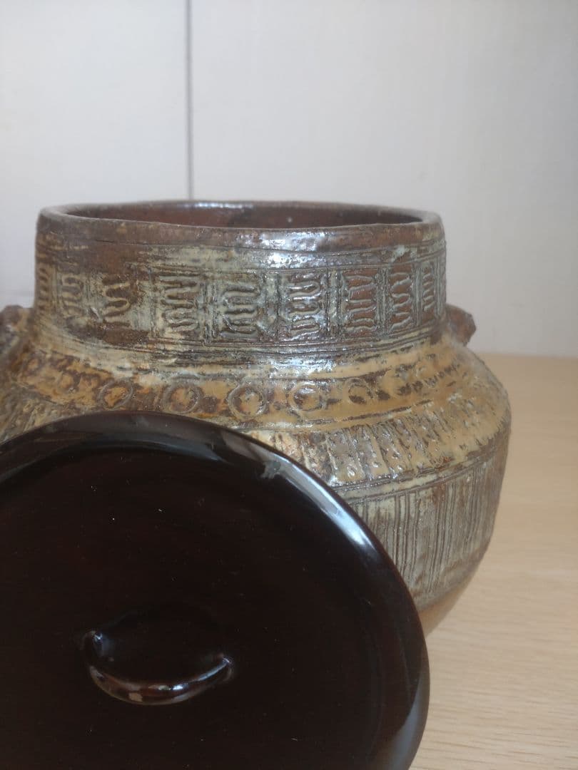 【伝世品　江戸時代1772年〜1840年】平沢九朗　水指　三島耳付　二代九朗識箱