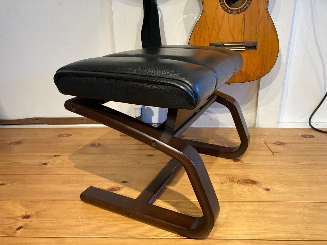 画像29枚 冨士ファニチア ブラック 本革 レザー オットマン スツール リク