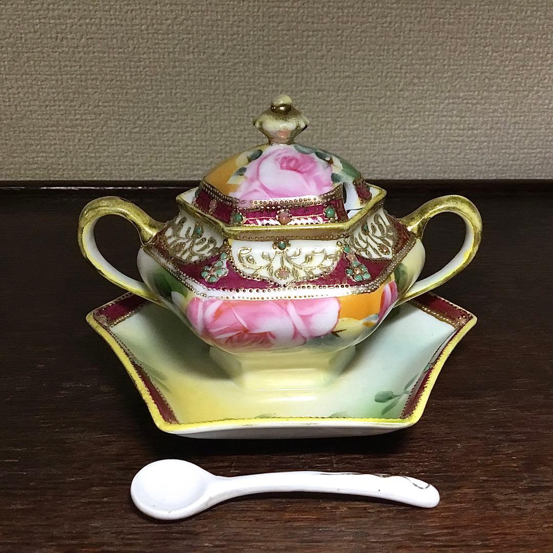オールドノリタケ◆シュガーポット◆金彩 薔薇