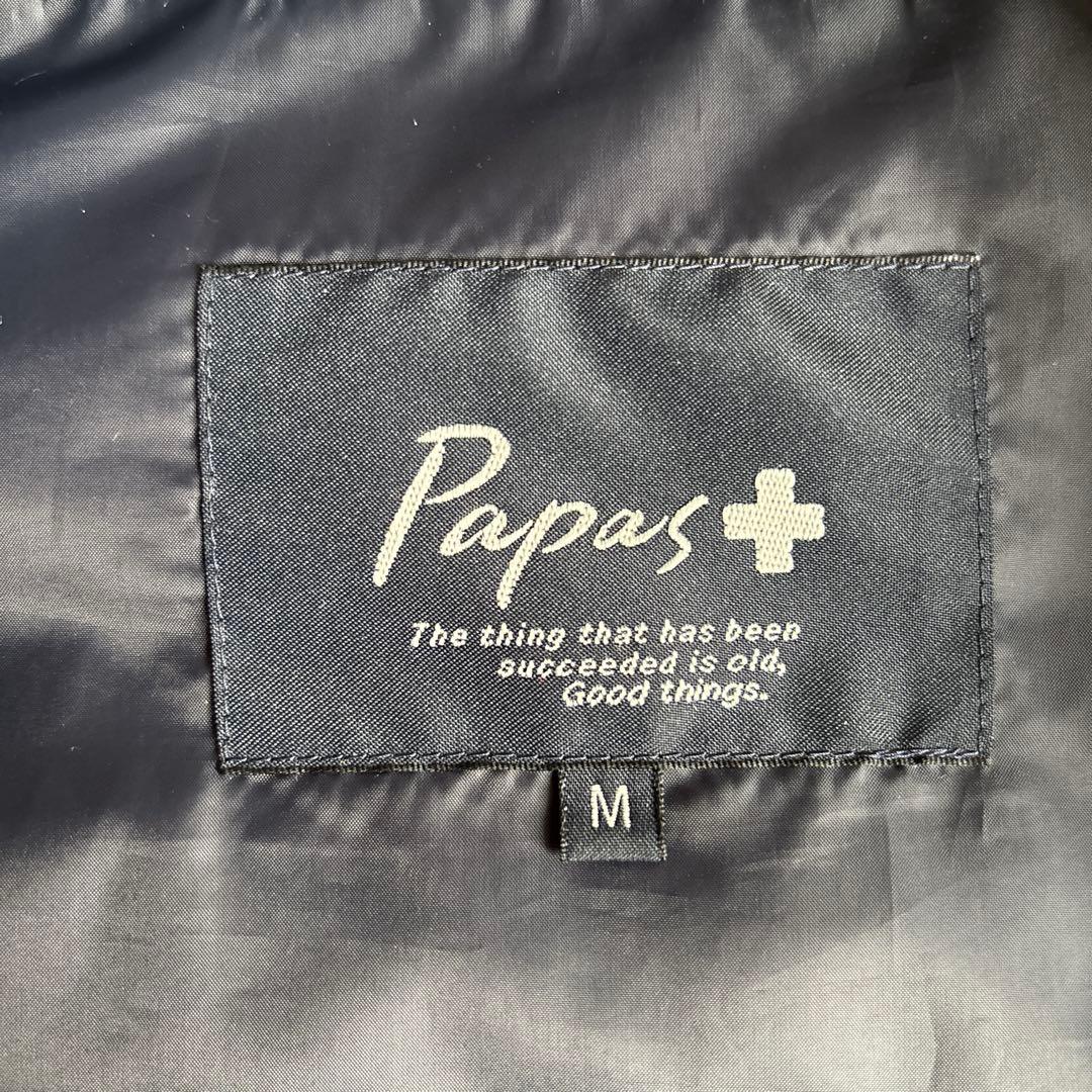【美品】パパスプラス Papas+ 軽量ダウンベスト ネイビー Mサイズ