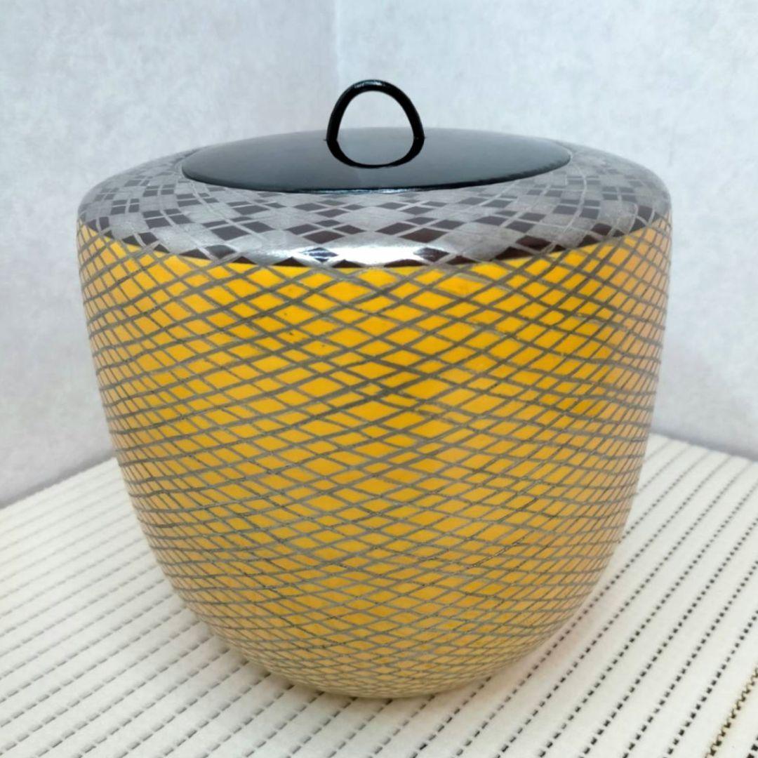 水指 龍峰作 色絵模様の図 共箱 共布 蔵出し 茶道具