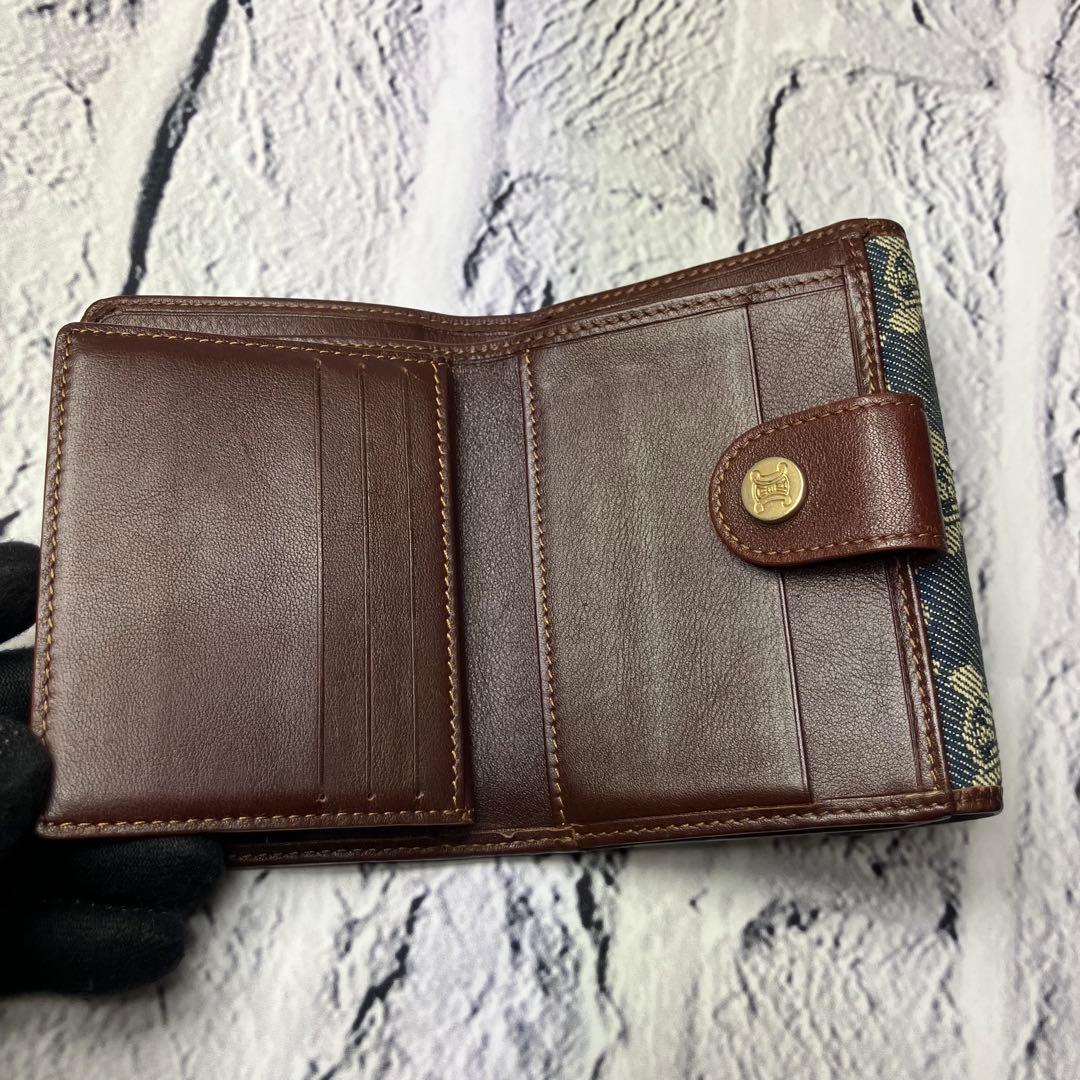 美品✨セリーヌ パリマカダム デニムキャンバス レザー トリオンフ 三つ折り財布