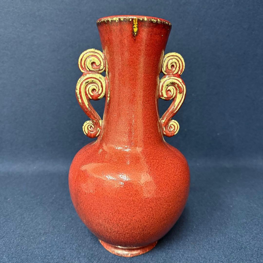 辰砂 花器 花瓶 中国 時代 古玩 当時物 旧家 蔵出 骨董品