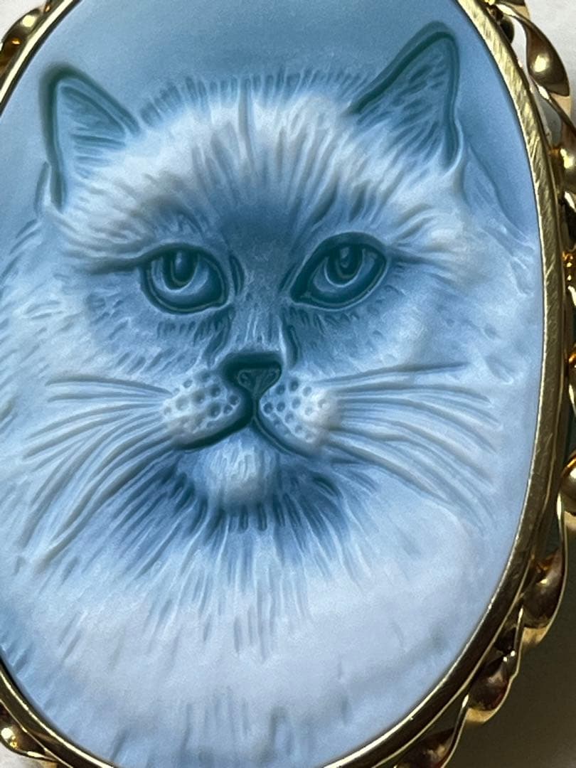 金18 カメオ　猫