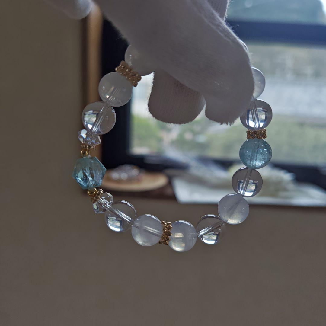 宝石質モスアクアマリン六芒星、ブルートパーズ、K2ムーンクオーツ