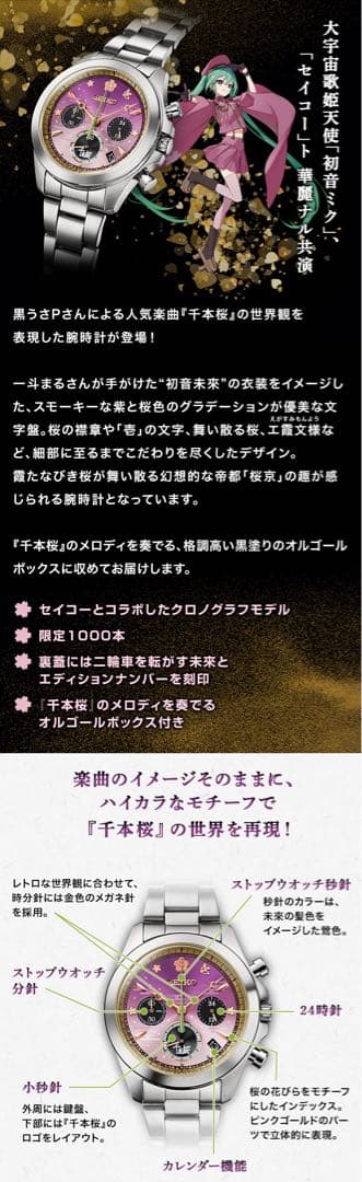 SEIKO 初音ミク 千本桜 セイコー コラボ腕時計 ~オルゴールボックス付き~