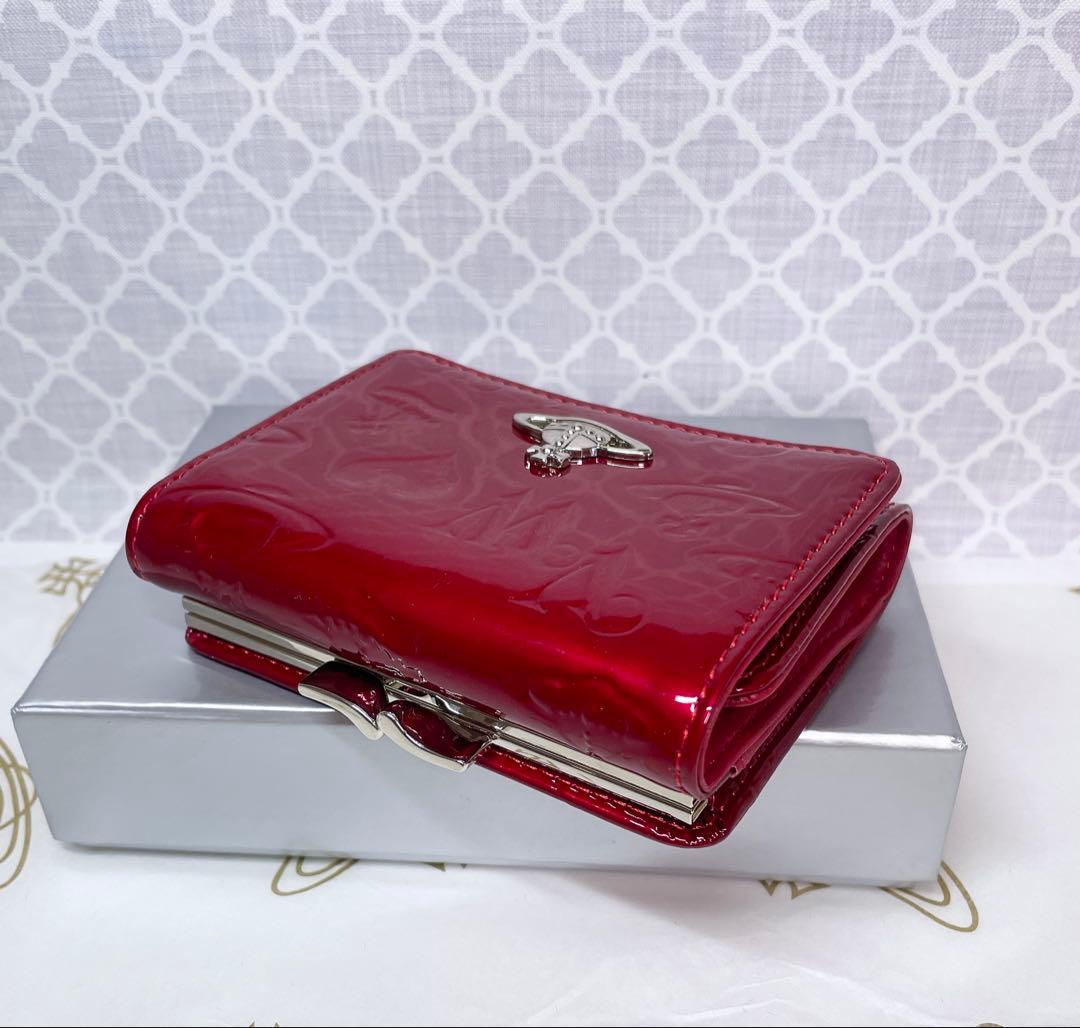 【内側に素敵な柄あり✨️】Vivienne Westwood 3折財布 エナメル赤
