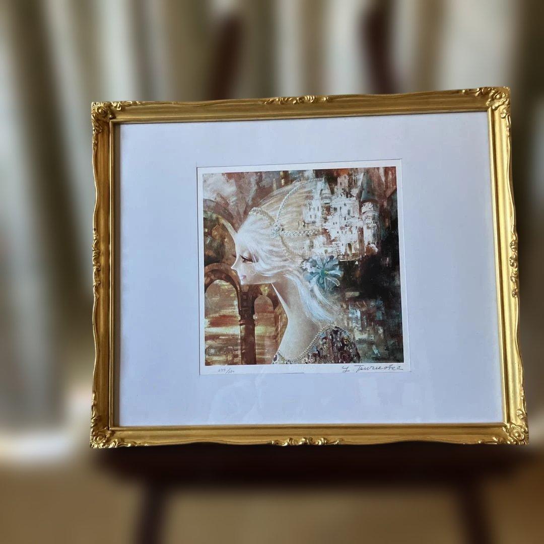 鶴岡義雄　マドモアゼル　リトグラフ　絵画