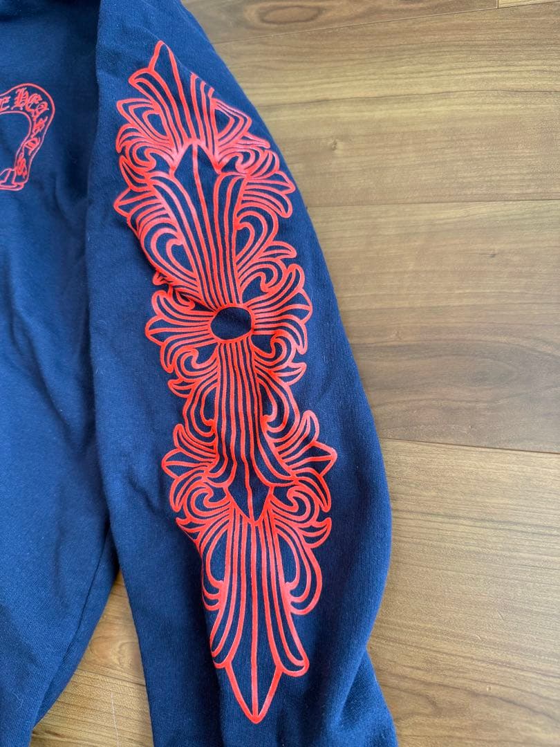 Chrome Hearts Horseshoe Hoodie ネイビー赤