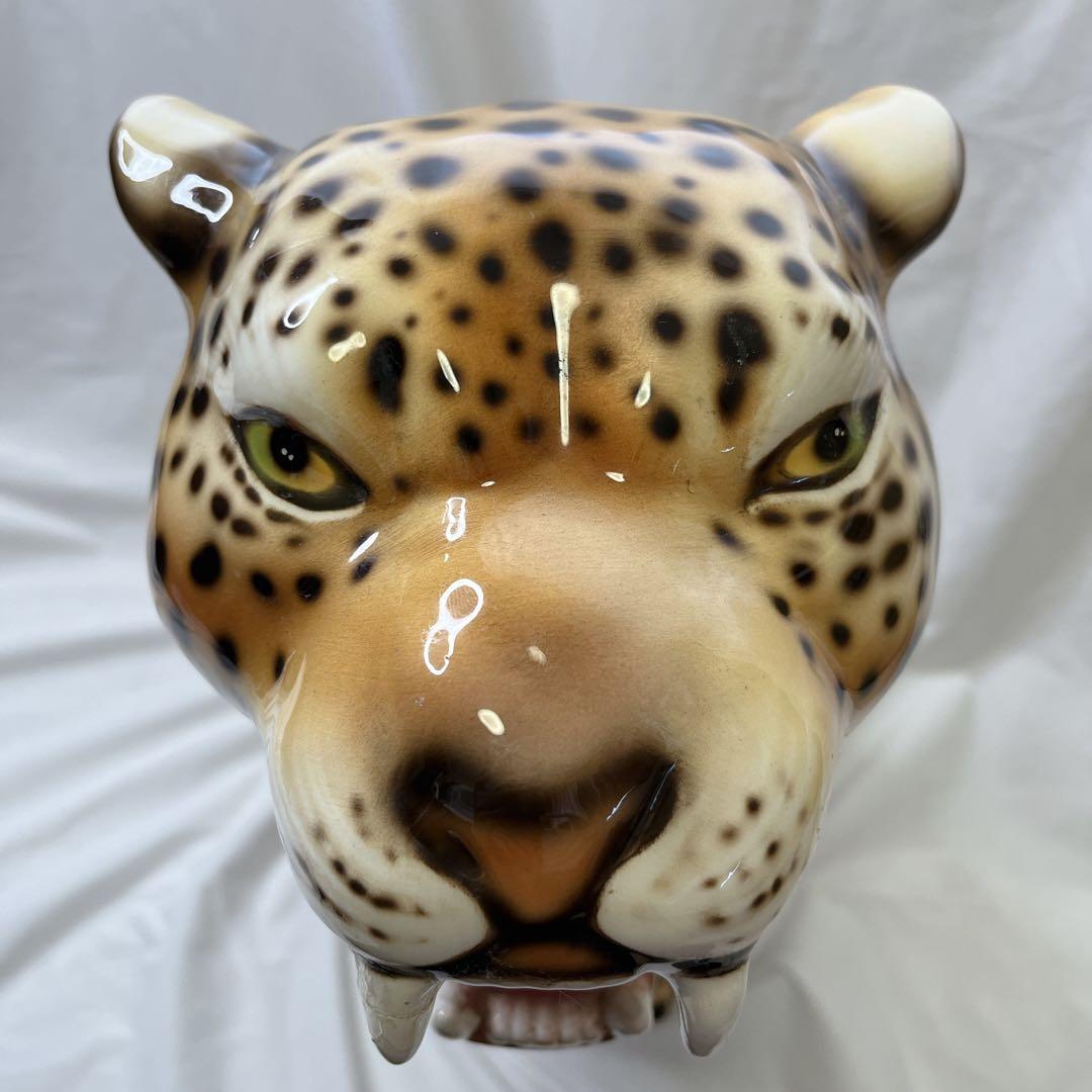 【希少良デザイン】最高級陶器　オブジェ　レオパード　骨董品　美術品　アニマル
