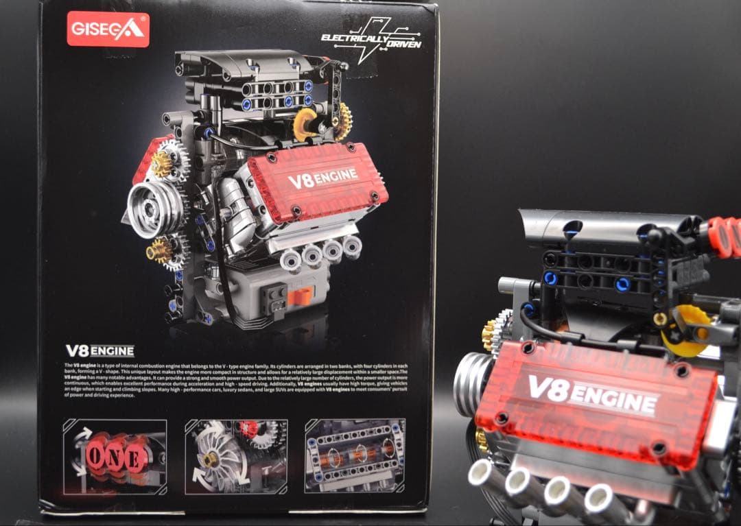 V8エンジン ブロック模型 組み立て済み 可動モデル｜箱・説明書付き