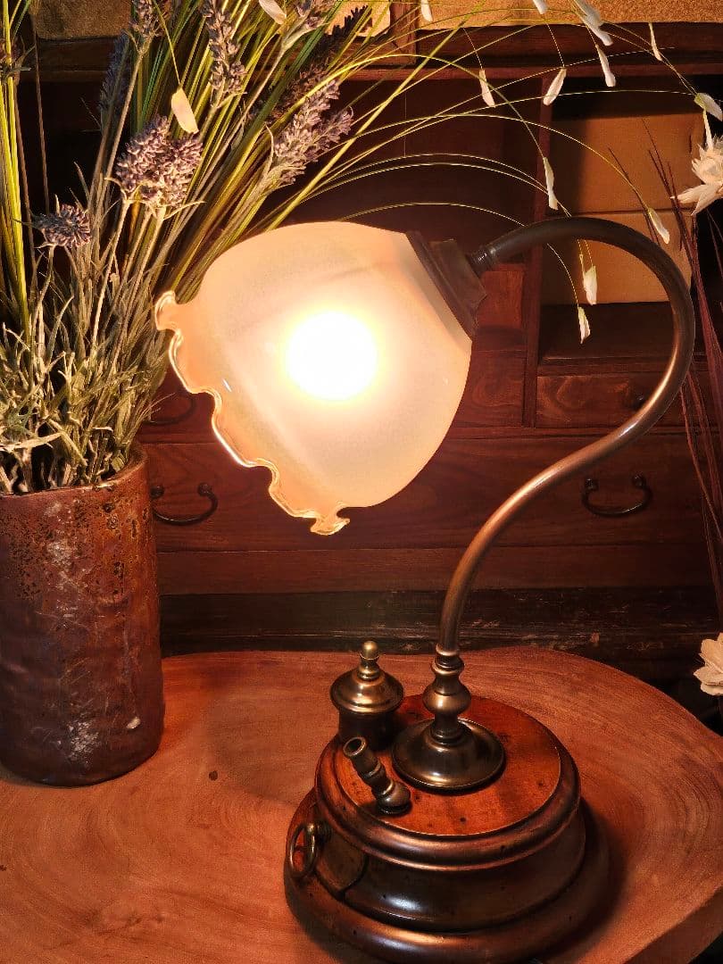 イタリアンアンティークウッドランプ