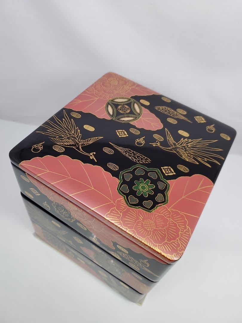 【会津漆器　錦絵蒔絵　三段重箱】天然木製　白木屋漆器店　お重