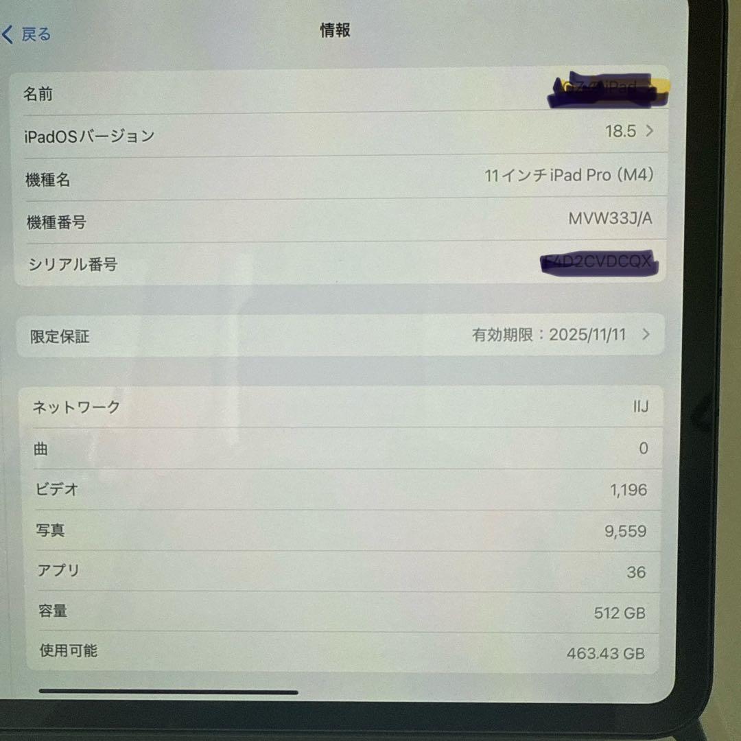 iPad Pro (M4) 11インチWi-Fi＋Cellular 512GB