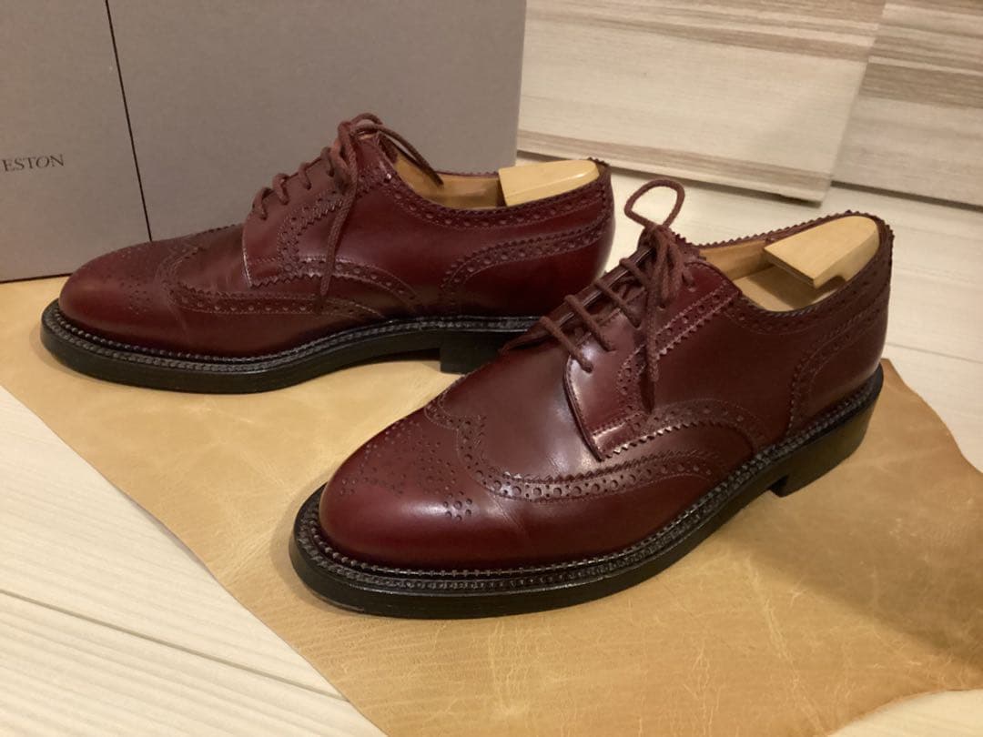 美品jm weston フルブローグ　バーガンディ　サイズ5.5D
