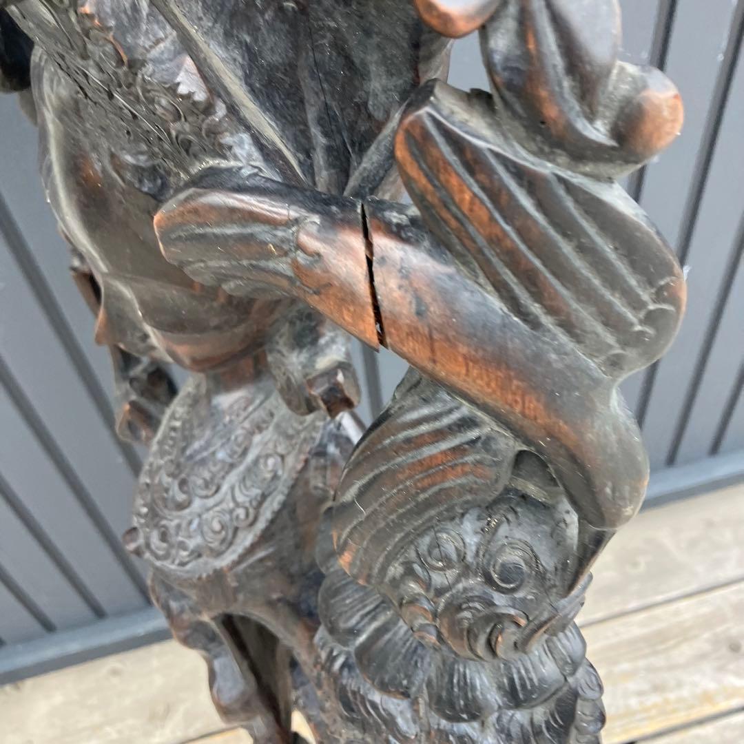 アジアンレトロ バリ 銘木一枚板 女性 女神像 民族 木彫り彫刻 オブジェ 飾り