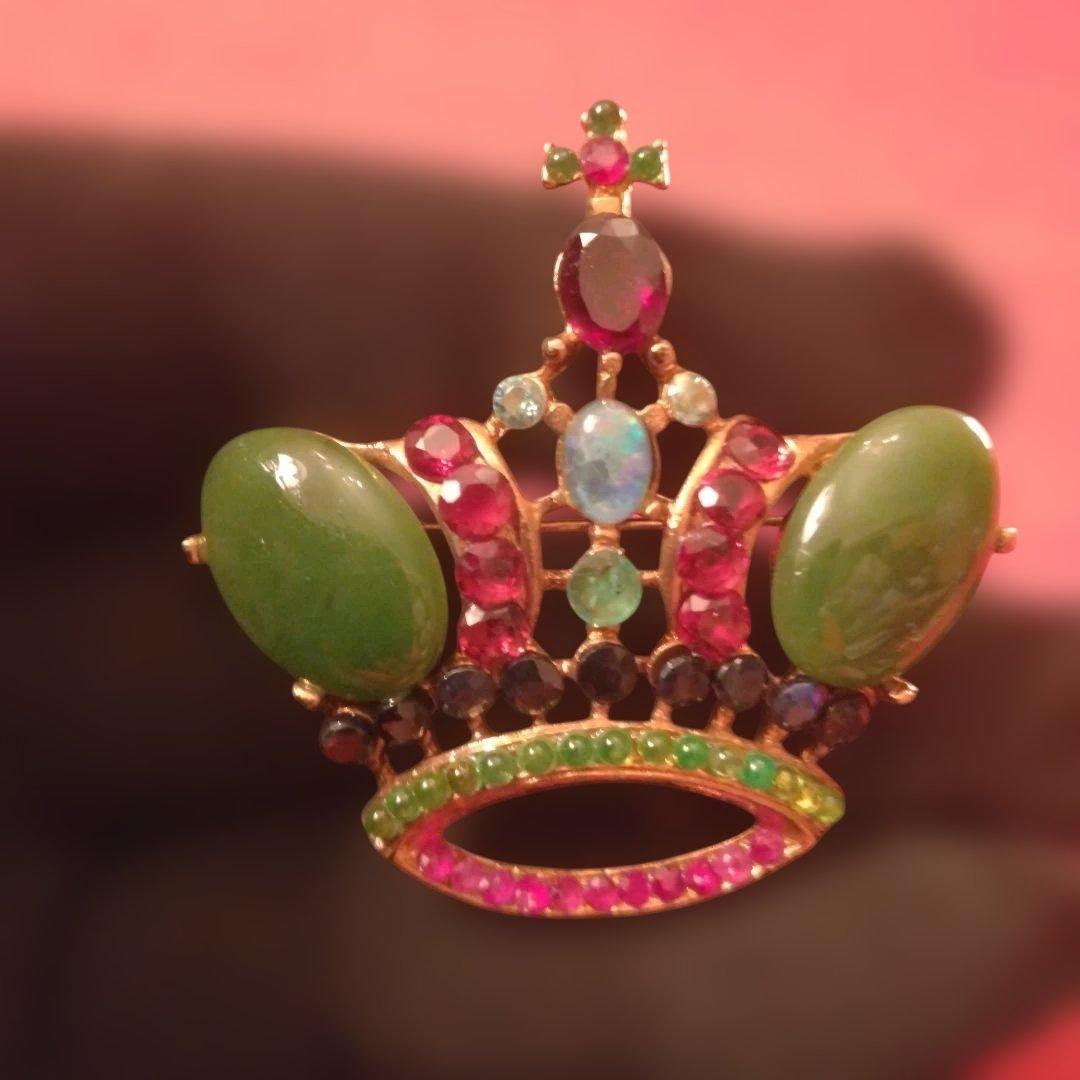 Apfelchen　スワボダ　半貴石ブローチ　グリーン系