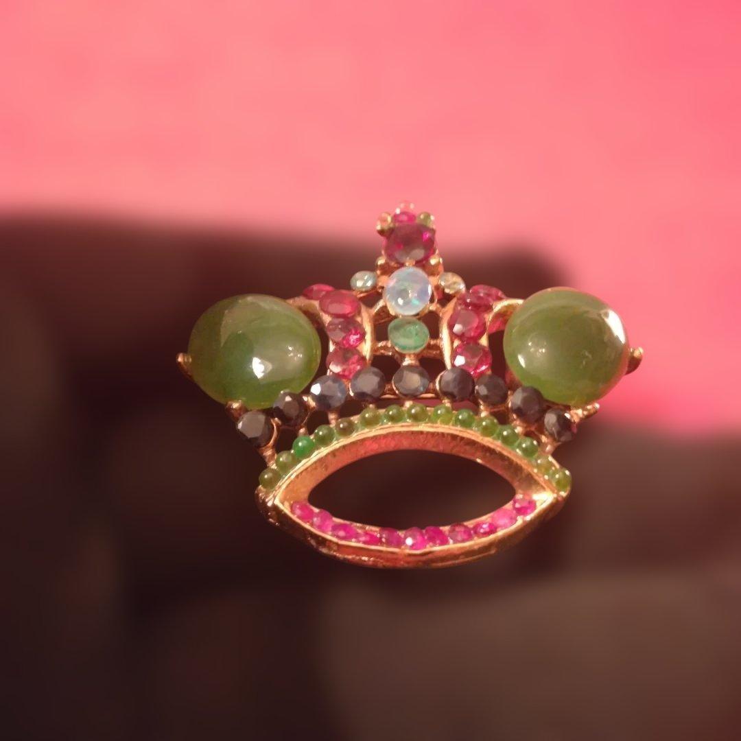 Apfelchen　スワボダ　半貴石ブローチ　グリーン系