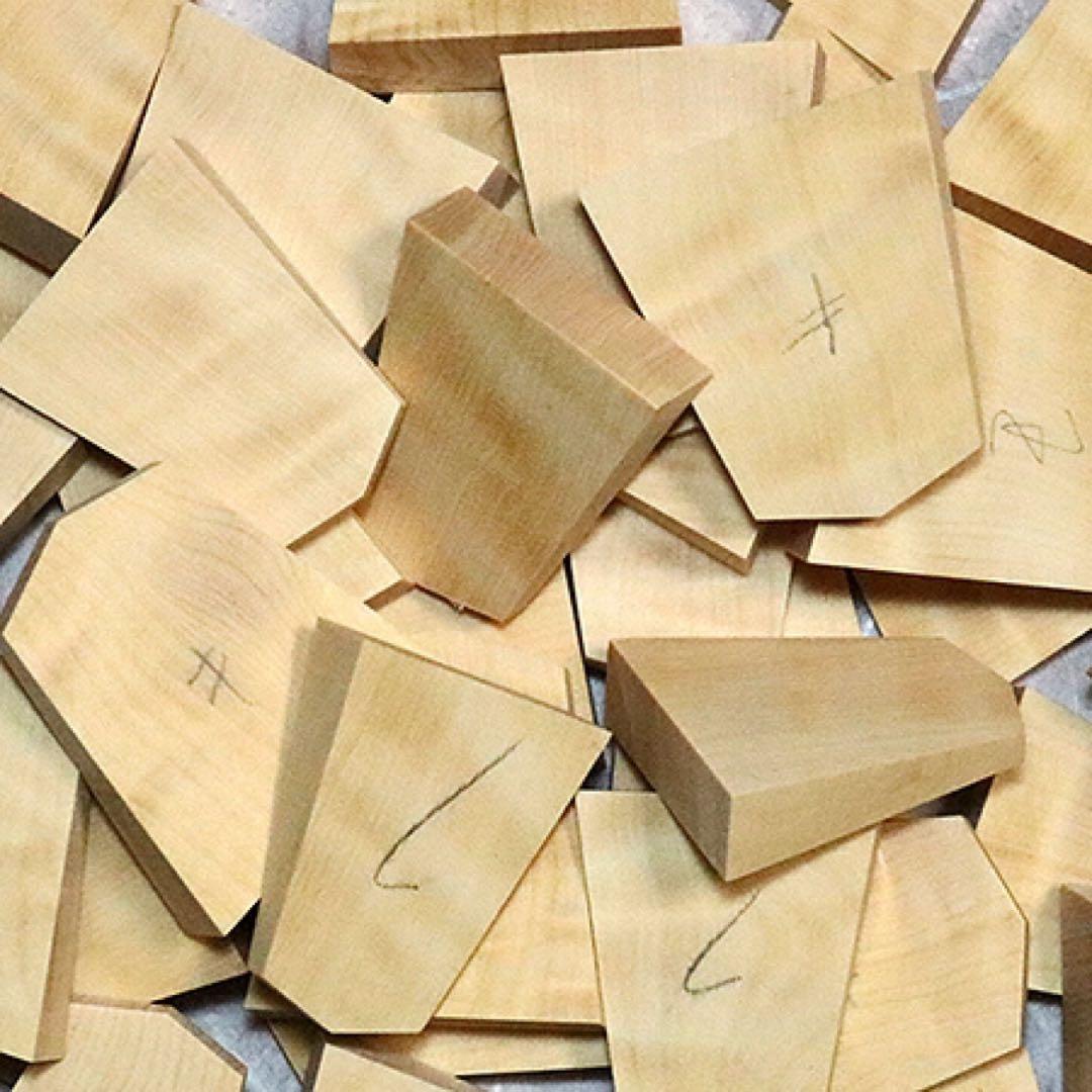 ●駒木地●島黄楊・天然木／虎斑系・杢（大振り）-02-E●未使用●