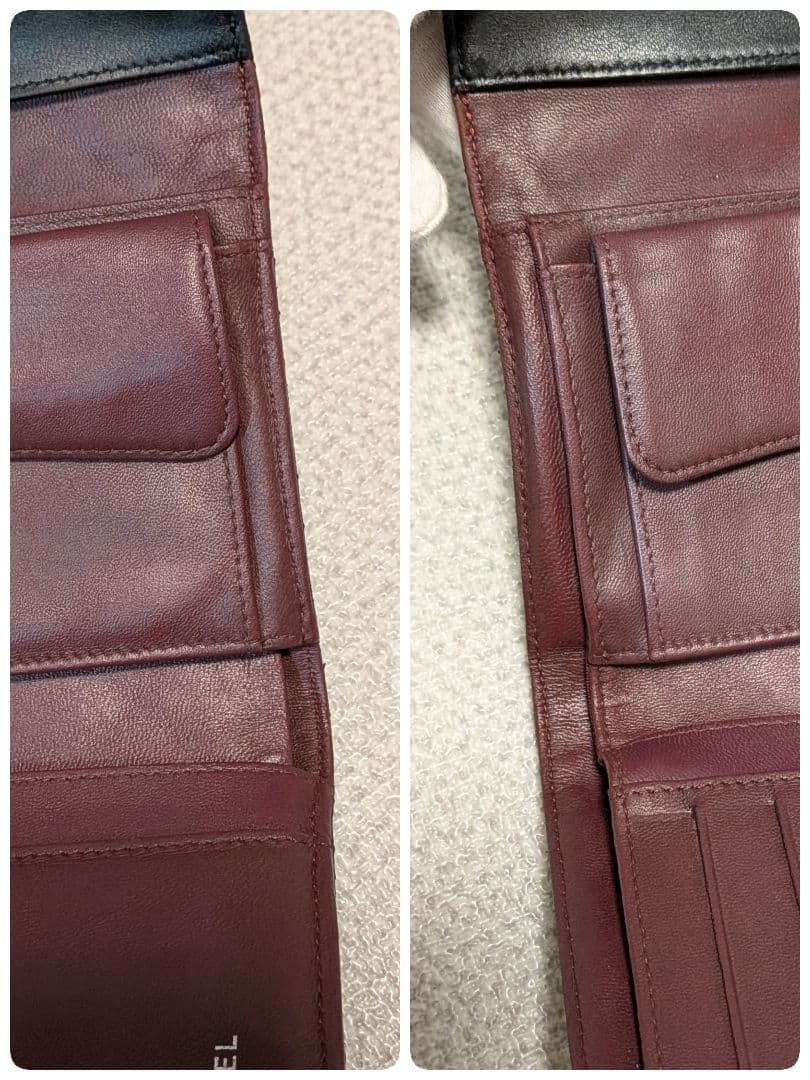 シャネル　マトラッセ　黒　三つ折り長財布　ラムスキン　シルバーココ　チェーン