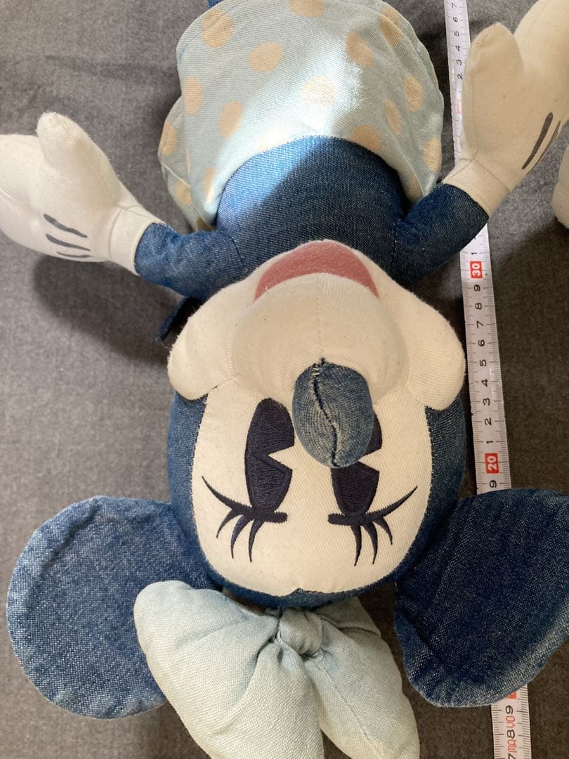 ヴィンテージ　非売品　ミッキー ミニー ぬいぐるみ デニム風 約40cm