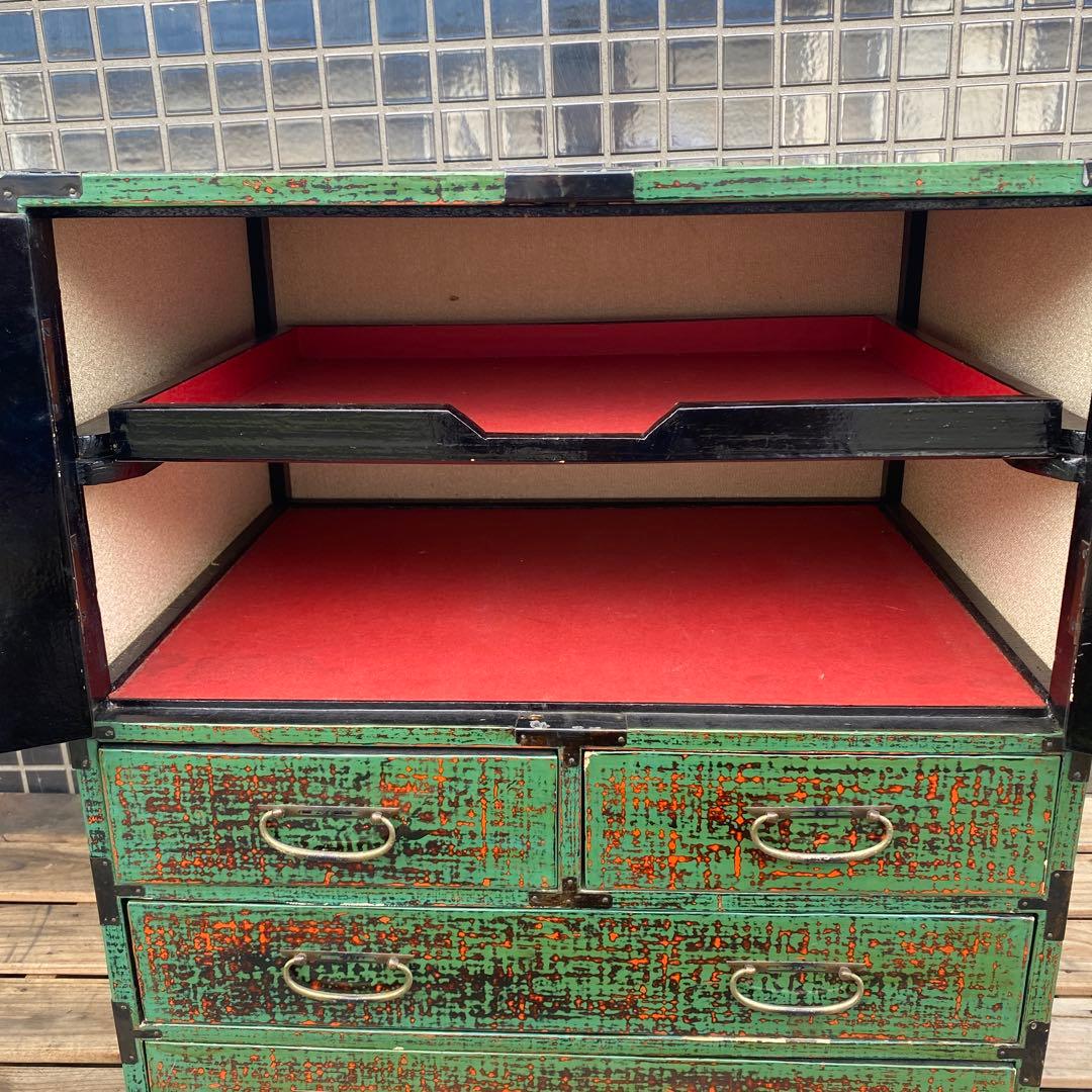 昭和レトロ 箪笥 漆塗り 小引き出し 時代物 チェスト 骨董品 古道具 和家具