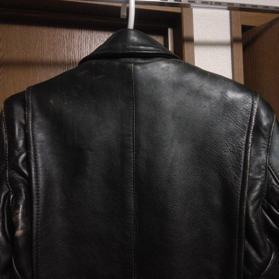 バンソン VANSON 9D ライダースジャケット 34 茶芯　ヤレ感