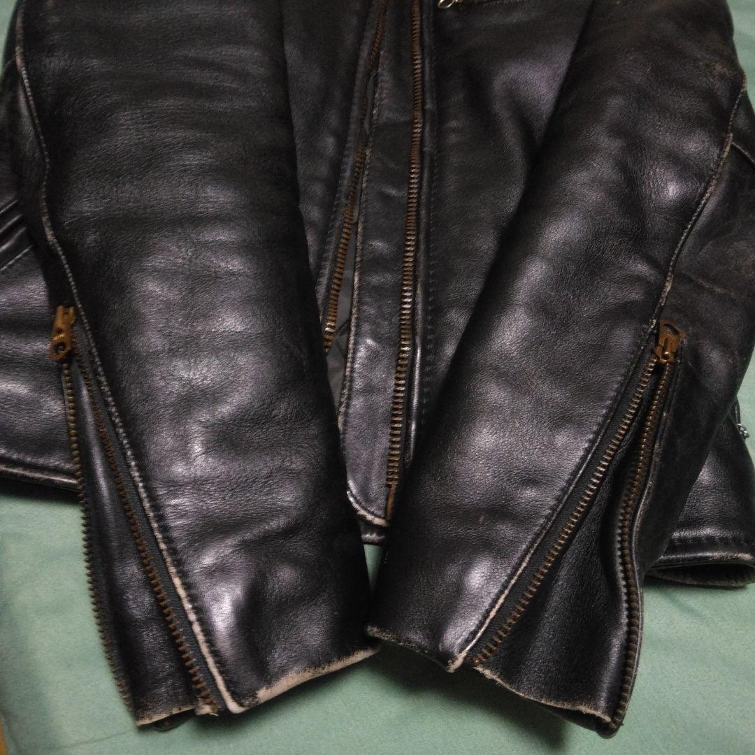 バンソン VANSON 9D ライダースジャケット 34 茶芯　ヤレ感