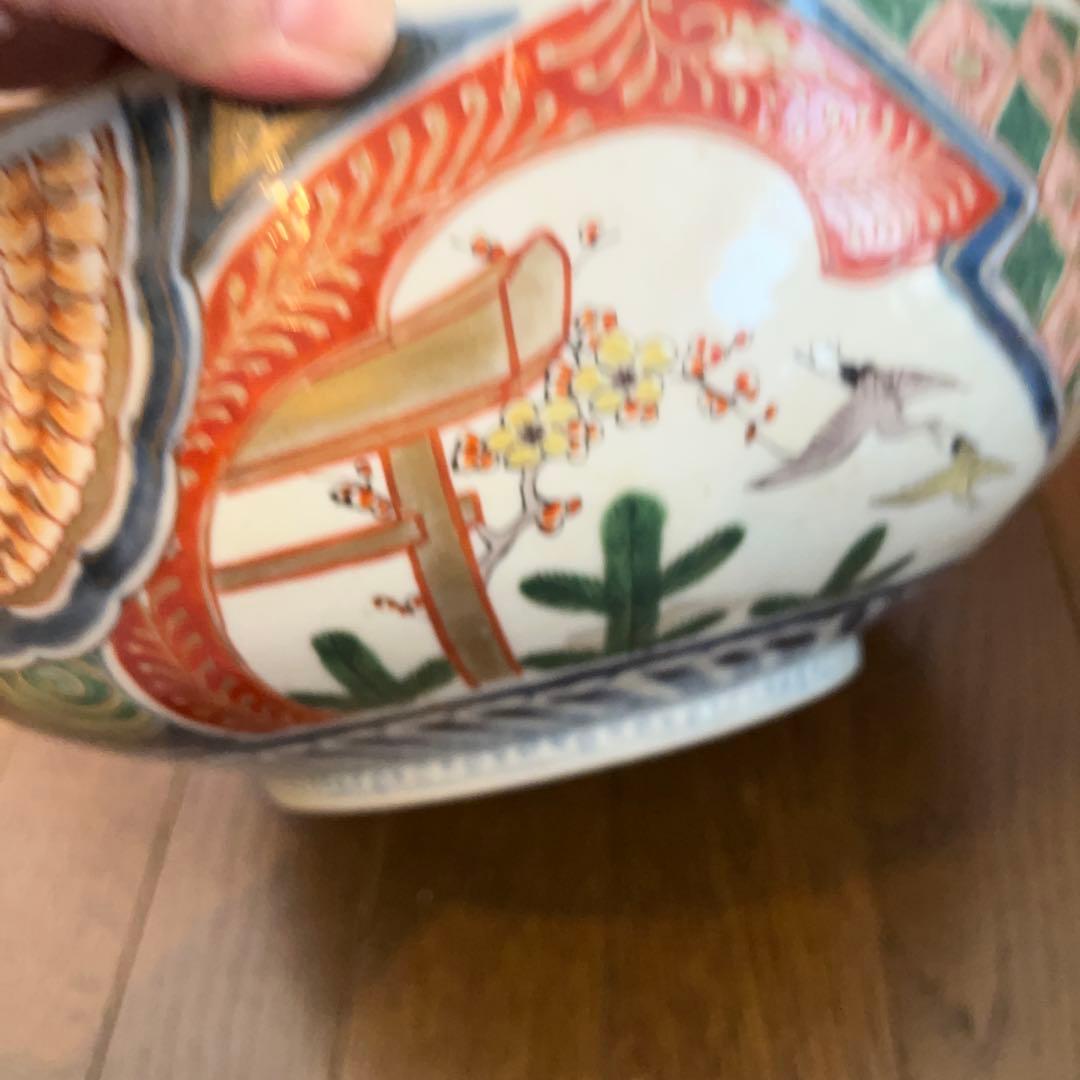 古伊万里　錦絵三ツ鉢　25ー31㎝江戸後期 茶道具 木箱