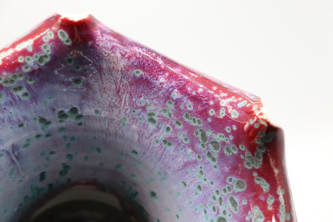 中国　窯変紅釉花口大瓶　送料込み0204