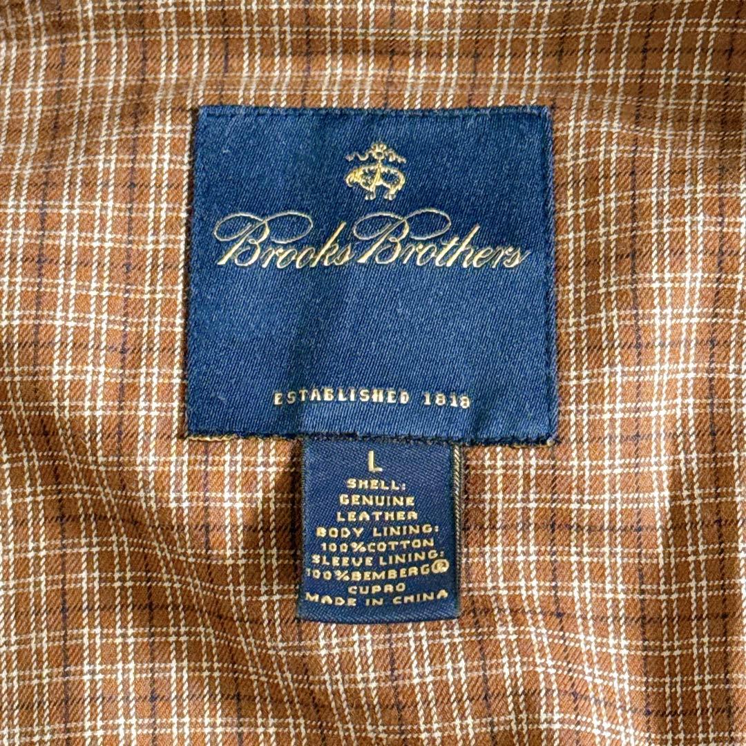 Lサイズ✨ブルックスブラザーズ オールレザージャケット フルジップ 裏地チェック