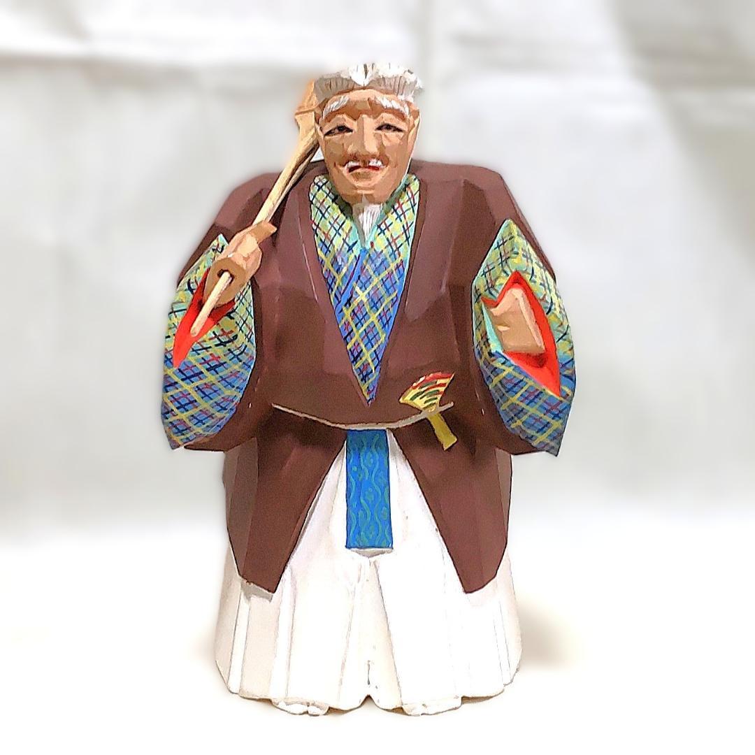 一刀彫 高砂 奈良一刀彫 奈良人形 木嶋良宗 工芸品 置物 共箱