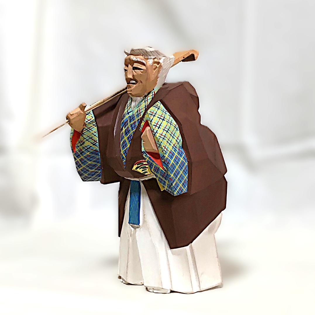 一刀彫 高砂 奈良一刀彫 奈良人形 木嶋良宗 工芸品 置物 共箱