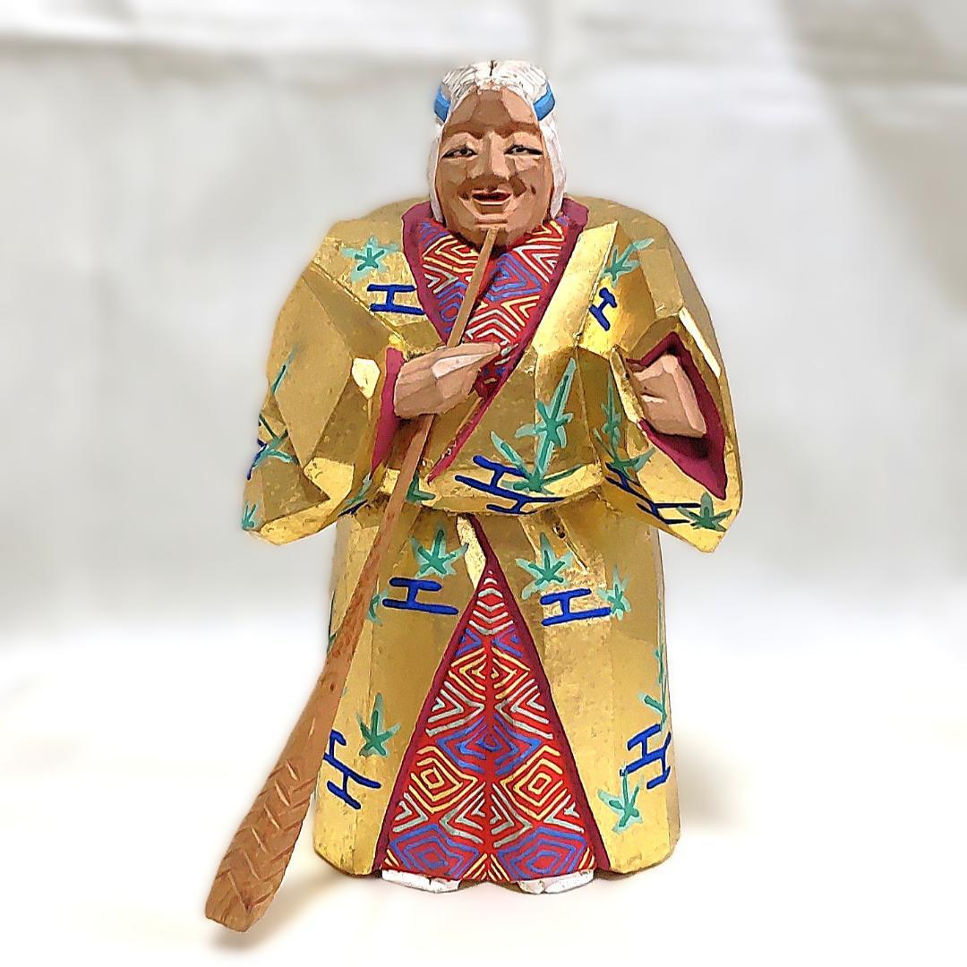 一刀彫 高砂 奈良一刀彫 奈良人形 木嶋良宗 工芸品 置物 共箱