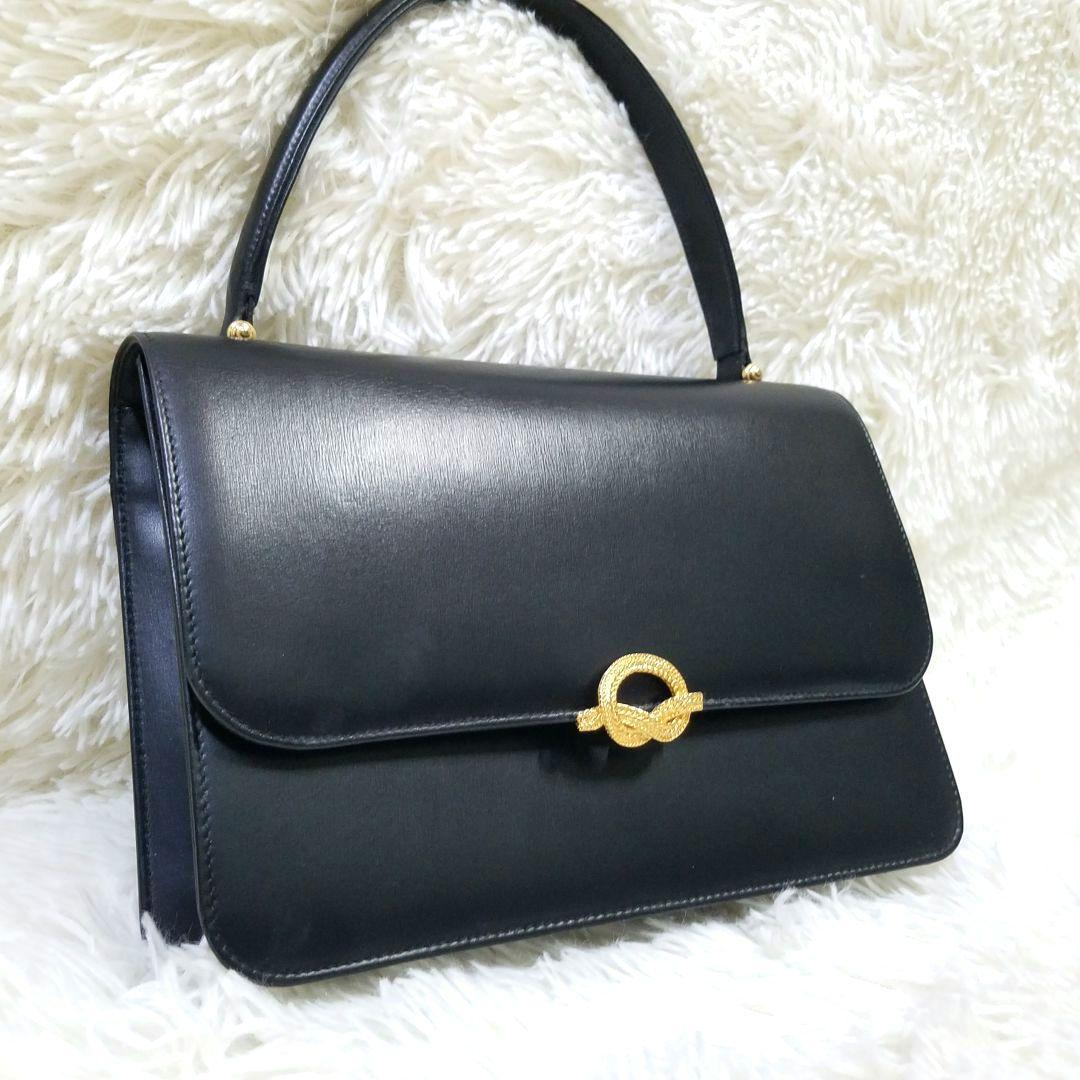 【極美品】傳濱野 ハンドバッグ フォーマル レザー ゴールド金具 黒
