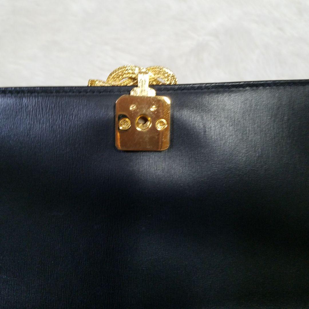 【極美品】傳濱野 ハンドバッグ フォーマル レザー ゴールド金具 黒
