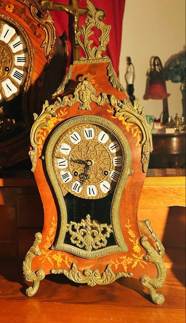 イタリア製　象嵌　置時計　ゼンマイ式振子時計